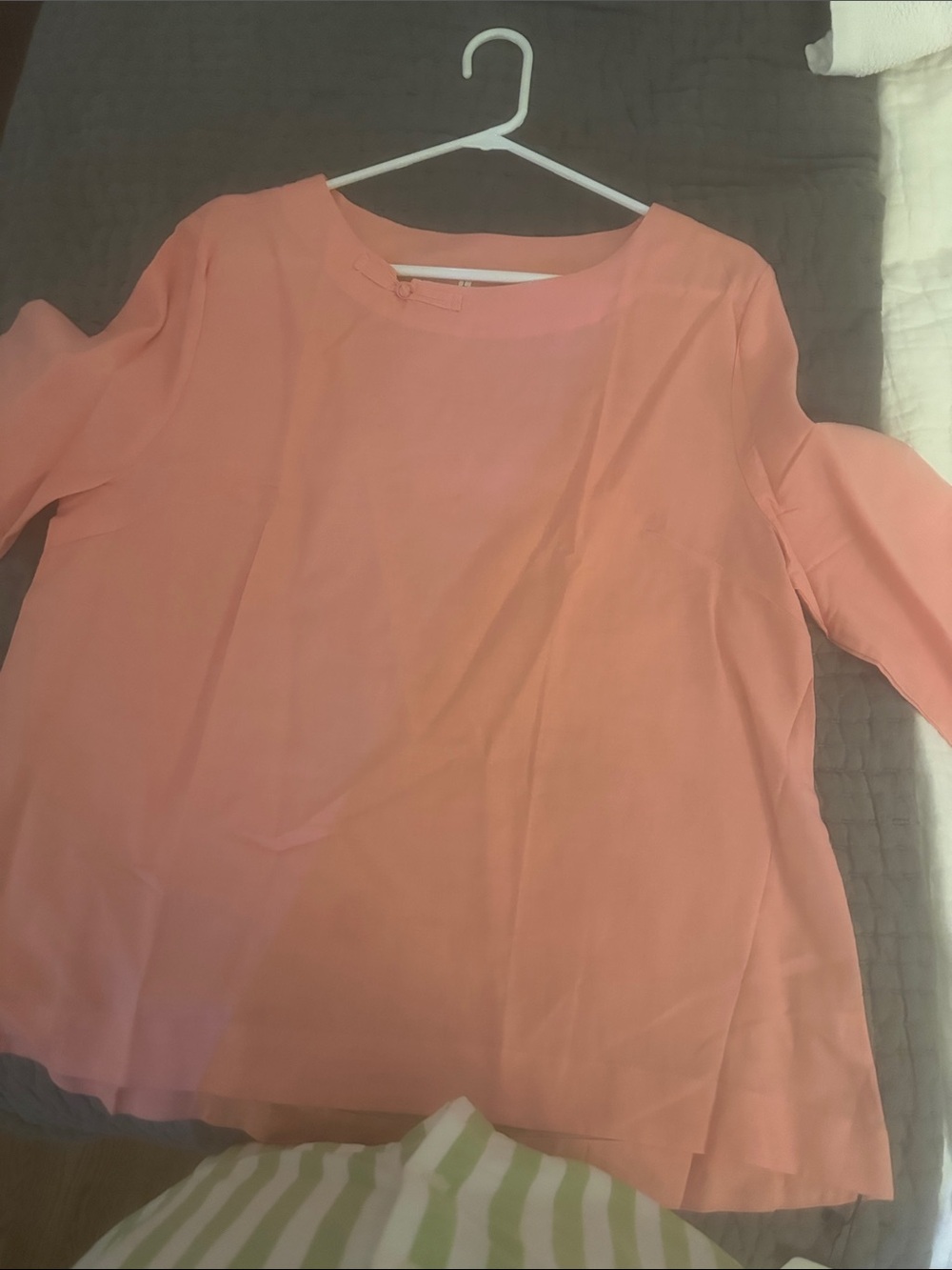 Women's Coral Round-Neck Blouse - Lightweight Long Sleeve Top